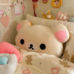 44cm Cute Rilakkuma Plush Toy Back Support Detachable Cover Bedside Large Pillow Comforter Washable Sleeping Pillow Gifts
