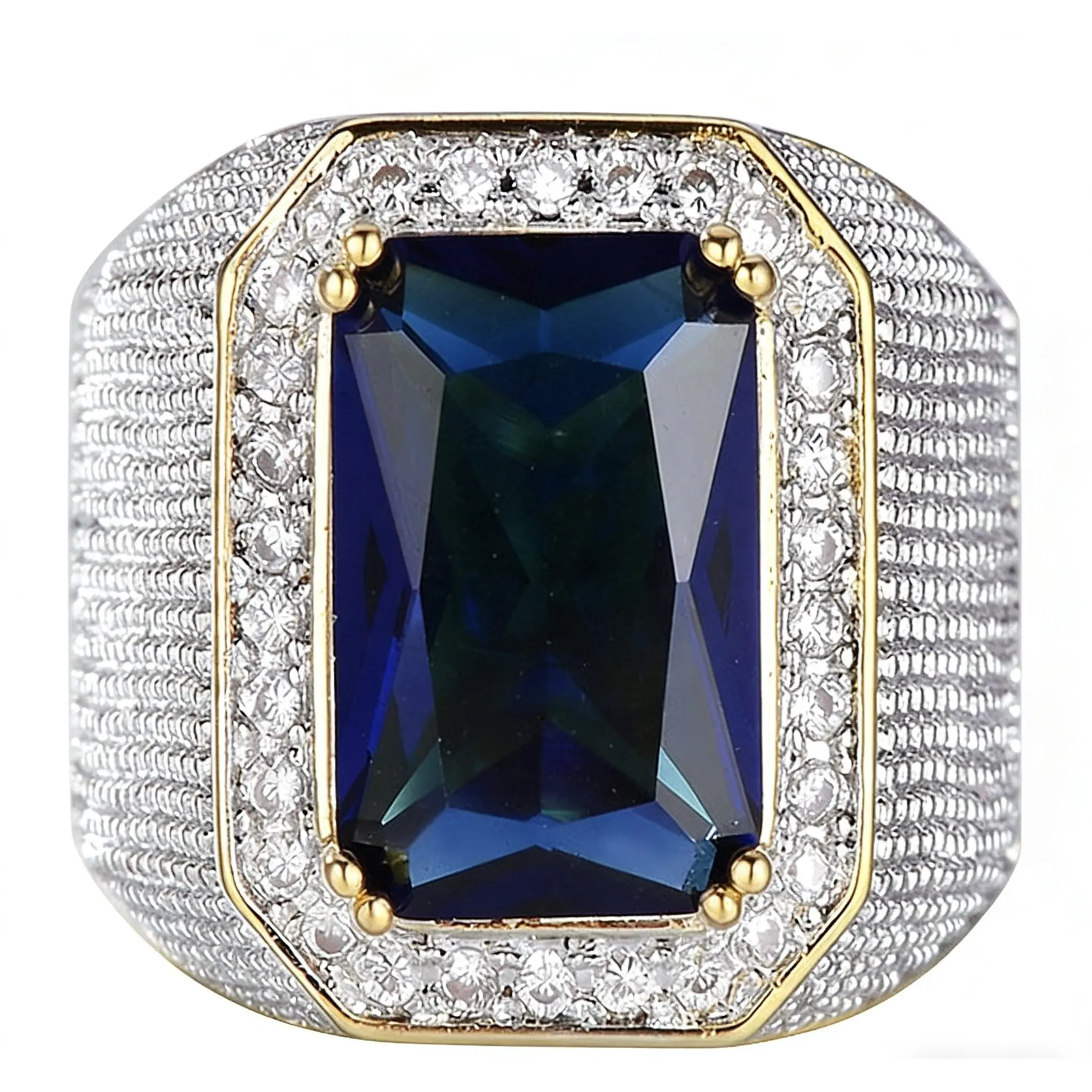 European and American Style Zircon Hip-Hop Dominant Square Men's Ring Fashion Retro Versatile Trendy Men's Ring