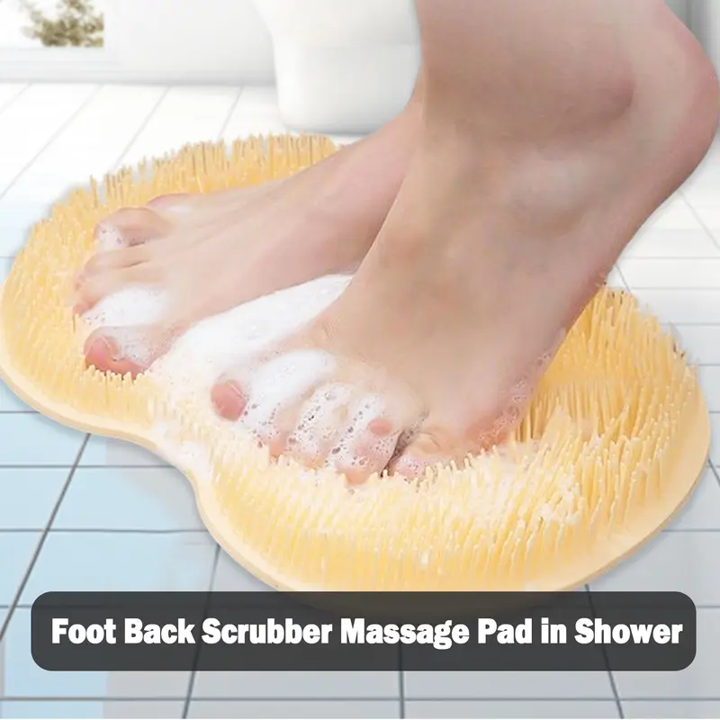 Hanging Large-Size Bathroom Wall-Mounted Shower Foot Scrubber Mat - Waterproof Bath Accessory, Exfoliating Brush for Callus Removal, Toe-Gap Scrub & Stress Relief (Body Scrubber Accessories)