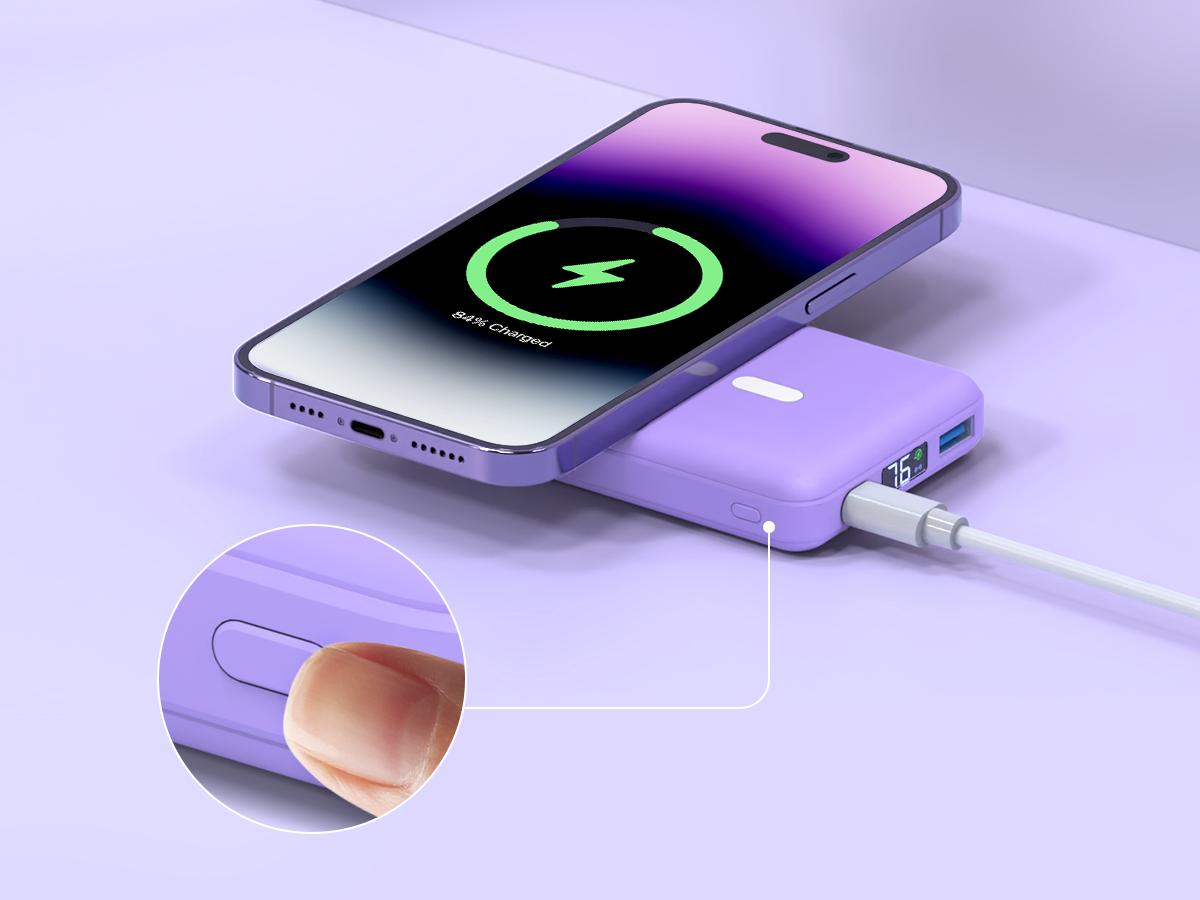 Podoru 10000mAh Magnetic Power Bank | 22.5W Fast Charging + 15W Wireless | Charge 3 Devices Simultaneously | LED Display | Portable Charger for iPhone & Android