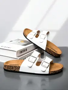 Unisex Flat Toe Open-Toe Sandals, Soft Anti-Slip PU Covering, Breathable Lightweight Casual Beach Slippers, All-Season Comfort Walking Shoes