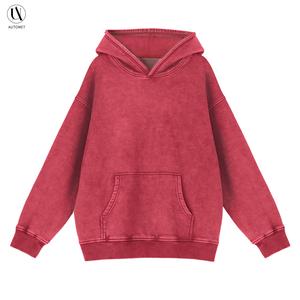 AUTOMET Women's Acid Wash Oversized Hoodie Pullover - Long Sleeve Basic Casual Cozy Clothes, Minimalist Cute Tops, Unisex Relaxed Athletic Warm Spring Streetwear (Fresh Red, 1 Piece), Women's Clothes