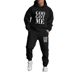 Men's casual hoodie and pants set, spring and autumn men's clothing. The hoodie is paired with ankle-length pants. Suitable for, sports and fitness. With an adjustable drawstring hood, drawstring waist pants, printed design. 100% polyester fiber.