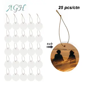 AGH 25pcs 3 Inches Sublimation Blank Ceramic Ornaments for Halloween & Christmas Decor for Christmas Tree Family Party