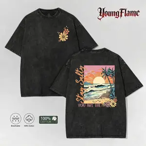 Vintage Beach Sunset Surf Graphic Tee Summer Vacation Retro Streetwear Acid Wash T Shirt Fathers Day Gifts 2026