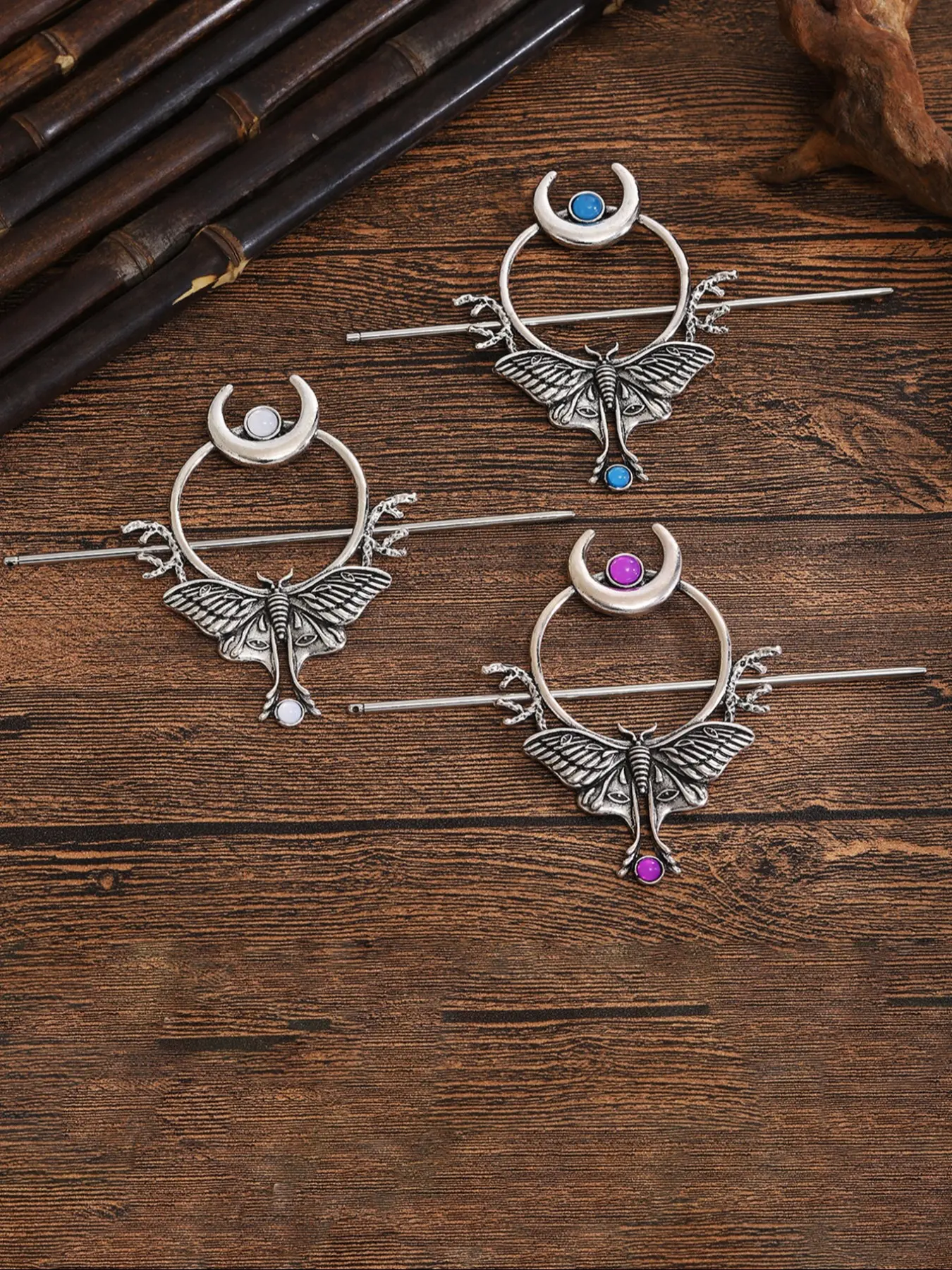 Vintage Viking Butterfly Moon Hairpin, Fashionable Norwegian Style Accessory, Perfect for Party, Valentine's Day, Mother's Day, Father's Day