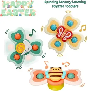 Spinning Sensory Learning Toys for Toddlers 1-3 – Suction Cup Spinner Baby Bath Toys for 6-18 Months, Montessori Sensory Toy, Easter Gift, Birthday Gift for Boys & Girls