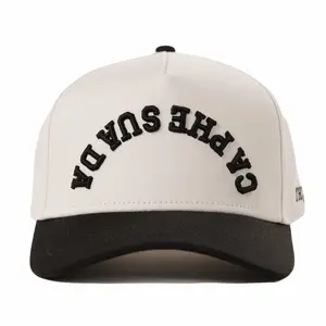 Ca Phe Sua Da (Vietnamese Coffee) Upside Down A-Frame Snapback Hat (Off-White / Black)