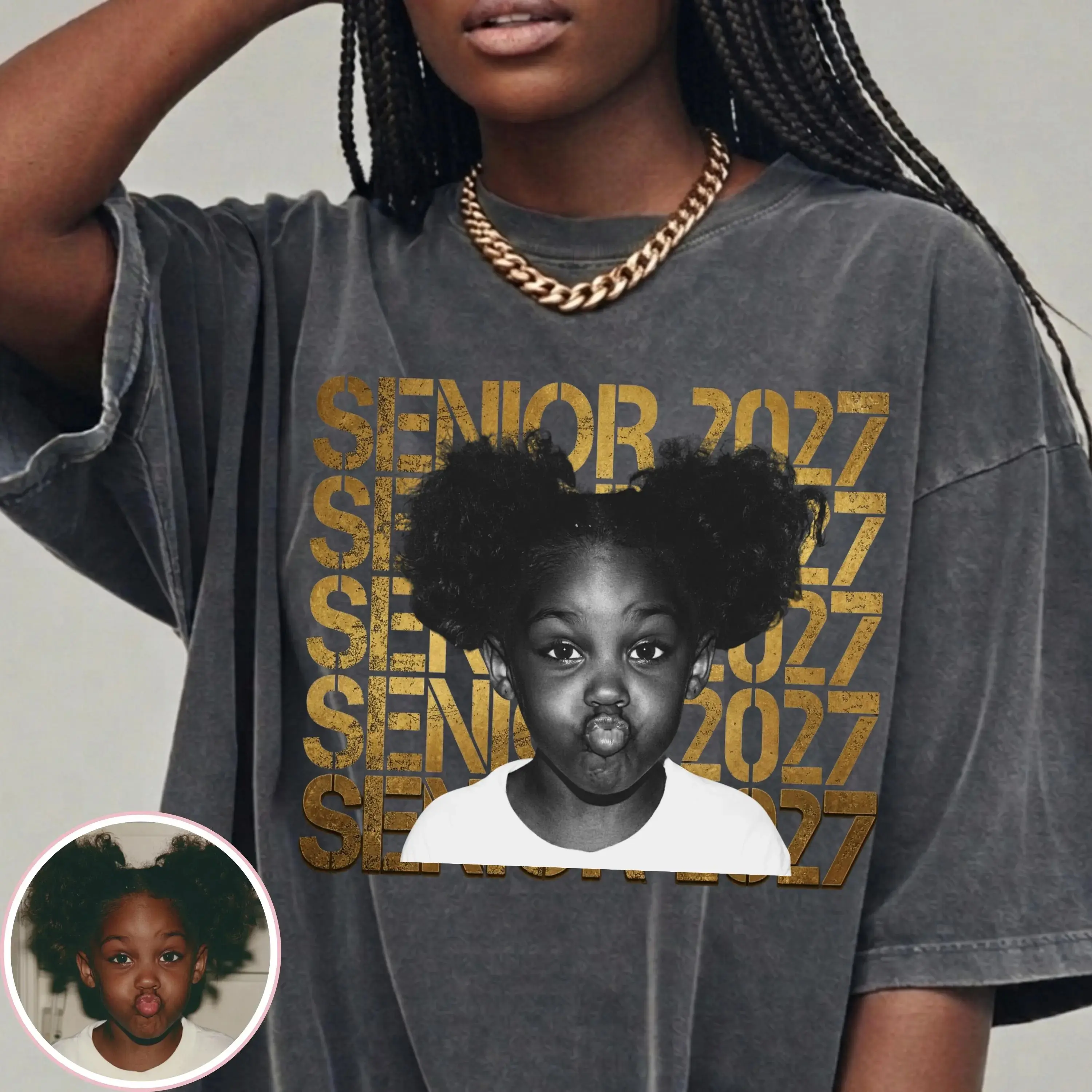 Personalised Senior 2027 Shirt, Custom Vintage Photo And Year Senior Shirt, Class of 2027 Shirt, Graduation Tee, Senior Gift, Proud Senior Tee