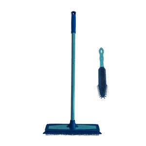 Don Aslett's Rubber Broom and Hand Brush Set