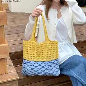 2026 Summer Floral Woven Straw Tote Bag for Women, Trending Openwork Shoulder Handbag, Large Capacity Lightweight Beach Carryall, Vacation Travel Shopping Casual Resort Fashion Bag