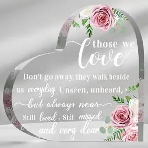 Sympathy Gift Bereavement Gift Arylic Heart in Memorial of Loved one, Loss of Father, Loss of Mother Condolence Gift for Table Remembrance Decorations(6 x 6 x 0.6 Inch)