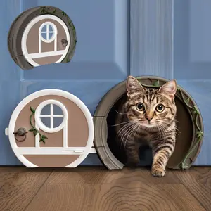 Gnome Door Cat Door for Interior Doors – Lockable, Flap-Free, and Easy to Install | Large Kitty Door for Cats up to 20 lbs