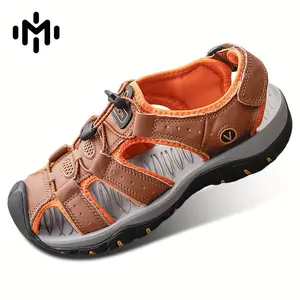 Men's Closed-Toe Casual Outdoor Sandals Breathable Mesh Quick-Drying Waterproof Hiking Shoes with Adjustable Velcro Straps & Supportive Arch-Shaped Footbeds for Summer Use - Boy