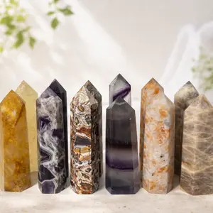 Natural Crystal Towers, Choice of Polished Gemstone Points, 6-Sided, 3.5-4"