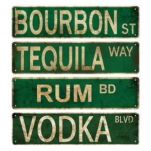 4Pcs, Tequila Bourbon Vodka Rum Spirits Vintage Metal Tin Sign, Street Sign, Signage, Home Decor, Home Business Decor, Room Decor, Wall Decor, Bathroom Decor, Bar Decor, Cafe Decor, Garage Decor, Farmhouse Decor, 16 X 4 Inch Birthday Gifts Graduation