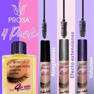 Mascara Set with Prosa Oil + Volume + Alargadora + Aloe Lash Mascara Smudgeproof Makeup