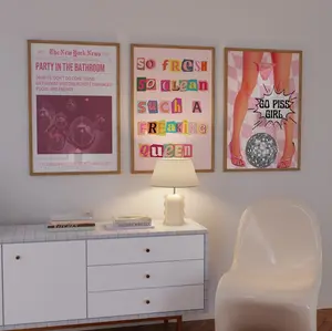 Trendy Bathroom Posters, Printable Dorm Decor Set, Bathroom Prints Set of 3, Girly Bathroom Posters, Preppy Prints, Aesthetic Bathroom Art