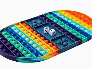 Jumbo Pop It Chess Board Fidget Game for Kids with Dice Rainbow Sensory Toy Interactive Fun Activity