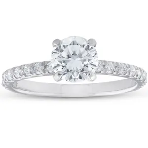 1ct Diamond Engagement Ring 14k White Gold Claw Prong