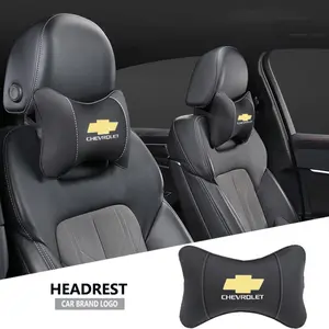 1Pcs Car Seat Neck Pillow Leather Headrest Lumbar Waist Support Interior Accessories For Chevrolet Cruze Malibu Colorado Suburban Equinox Blazer Trax Camaro Spark Bolt Captiva Silverado Tahoe SS Impala Spin Onix Cobalt Traverse Montana