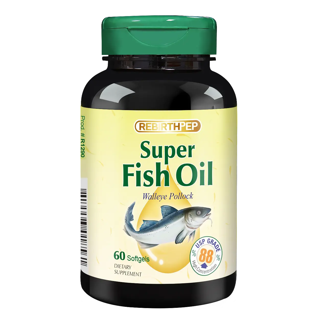 Rebirth-Pep Narrow Cod Fish Oil Capsules for Adults - 60 Count, Omega-3 ...