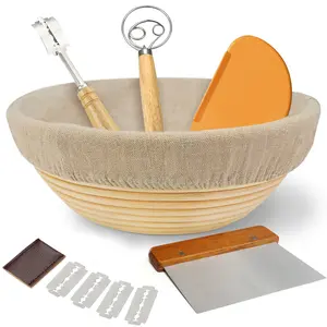 Baking Set for European-Style Bread, Including Oval And Round Bread Baskets, Along with Various Multifunctional Baking Tools.