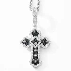 【#P697】Cross Pendant UCCIYO S925 Sterling Silver Synthetic Moissanite Pendant Necklace for Women Men Hip Hop Jewelry Gift