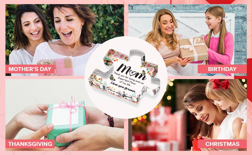 Gifts for Mom - Cute Engraved Acrylic Block Puzzles Piece - Adorable Mom Gift from Son, Daughter - Fun Christmas, Mothers Day, Birthday Gift Idea for Mom - Fancy Decoration Piece for Home