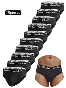 10pcs Pack Briefs for Men, Fashion Style Boxer Pants, Comfortable Underwear for Shorts, New Male Underpants, Ideal for Daily Wear, Menswear