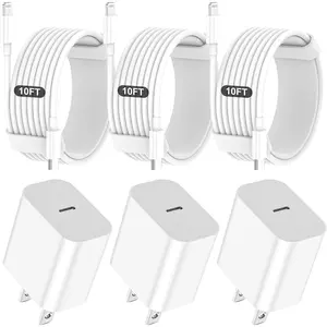 3-PACK 20W  Charger Fast Charging For iPhone 14 - Wall Fast Charger with 10FT Long USB C Cable for iPhone14/13/12/11/Pro/Max/XR/XS/Ipad/AirPods