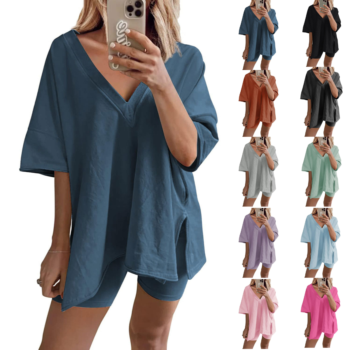 UANEO 2 Piece Outfits Sets for Women Oversized Biker Shorts Sets Hot Shot Reversible Set Tracksuit Womenswear Fallfreshness