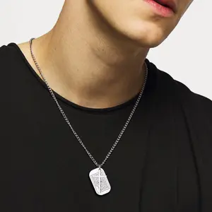 FaithHeart Christian Dog Tag Pendant with Cross Necklace