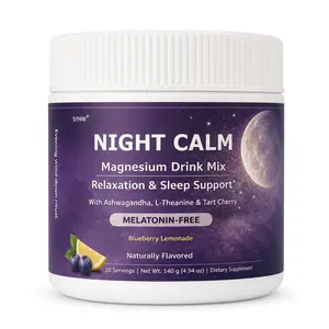 NIGHT CALM Magnesium Drink Mix | Melatonin-Free Relaxation & Sleep Support | Ashwagandha, L-Theanine & Tart Cherry | Blueberry Lemonade*