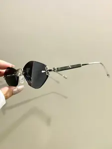 Trendy High-End Eyewear, Diamond-Shaped Frameless Decorative Eyeglasses, Metal Frame Legs Eyeglasses for Men and Women