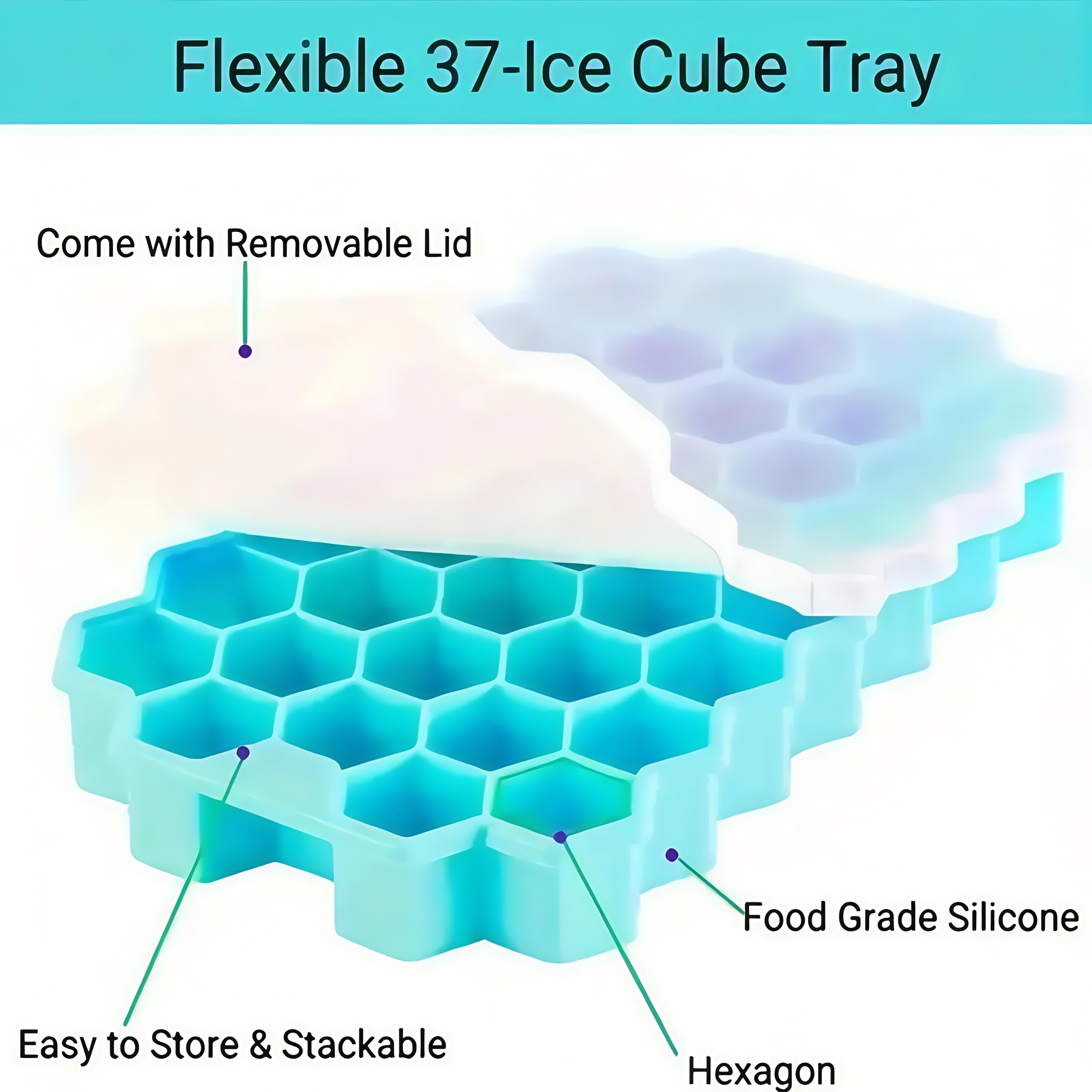 37-Cube Silicone Ice Tray with Lid – Stackable, Flexible & Easy Release for Whiskey, Cocktails & Iced Drinks