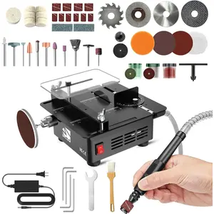 Portable Mini Multi Functional Table Saw, Speed & Angle Adjustable Electric Saw for Cutting Grinding Engraving Drilling, for Crafts Wood PCB Acrylic Plastic