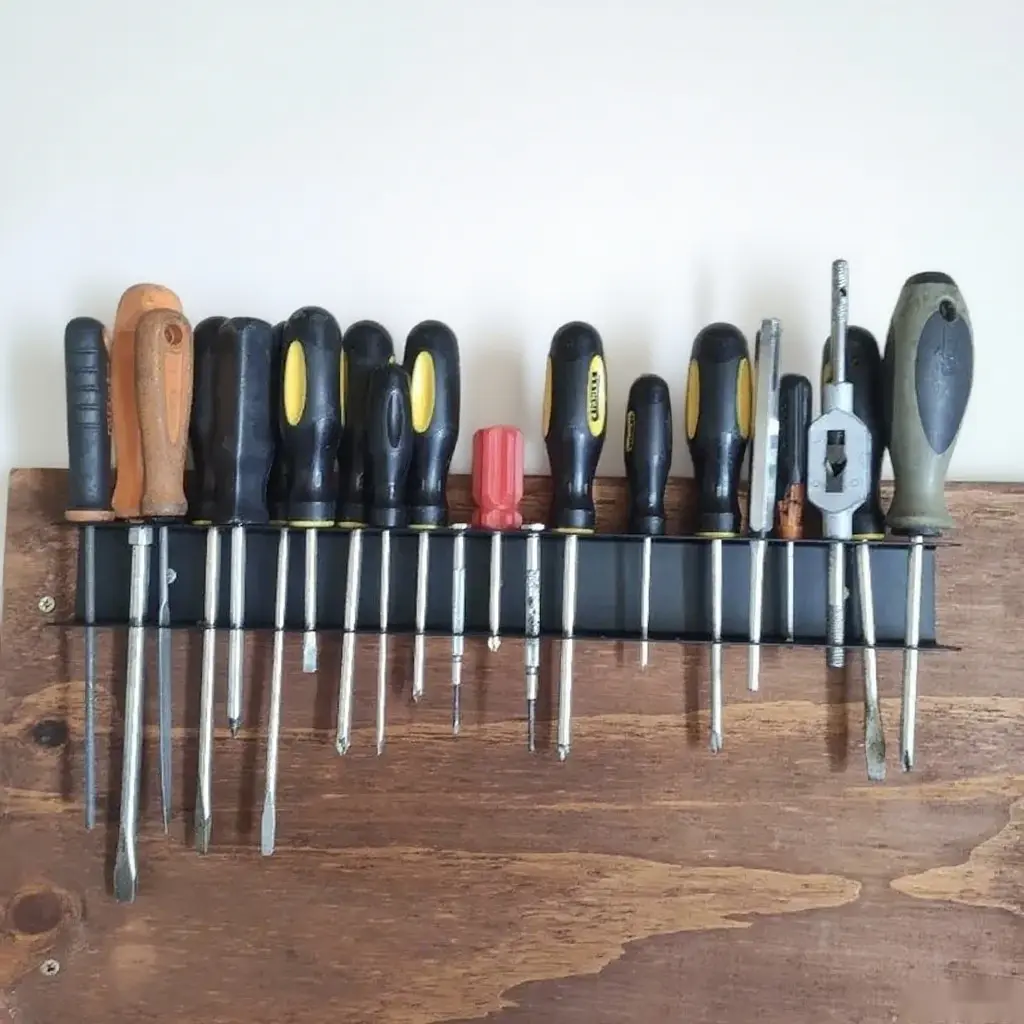 23 Hole Screwdriver Storage Rack, Space Saving Multi-Hole Heavy Duty Metal Organizer, Tool Holder for Garage and Workshop, Durable Metal Hook and Shelf