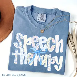 Comfort Colors Speech Therapy Shirt, Coquette Bow SLP Tee, Coastal Cottage Core Top, Speech Pathologist Gift, Preppy SLPA T-Shirt Gift For Women, Cotton Fablic