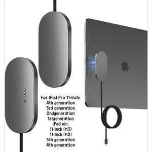 Magnetic Wireless Charger for iPad Pro 11 (1st/2nd/3rd/4th) & iPad Air 11 (M2/M3) & iPad Air 10.9 (4th/5th), 18W Fast Charging Smart Connector Alloy Wireless Charging Pad with USB-C Cord Cable