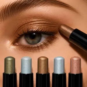 HERORANGE Shimmer Multi-Use Eyeshadow & Highlighter Stick｜Creamy Buildable Metallic Glitter｜Cut Crease & Eye Brightener for Glass Skin｜No Crease Long-Wear｜Toasty Makeup Everyday to Party Essential