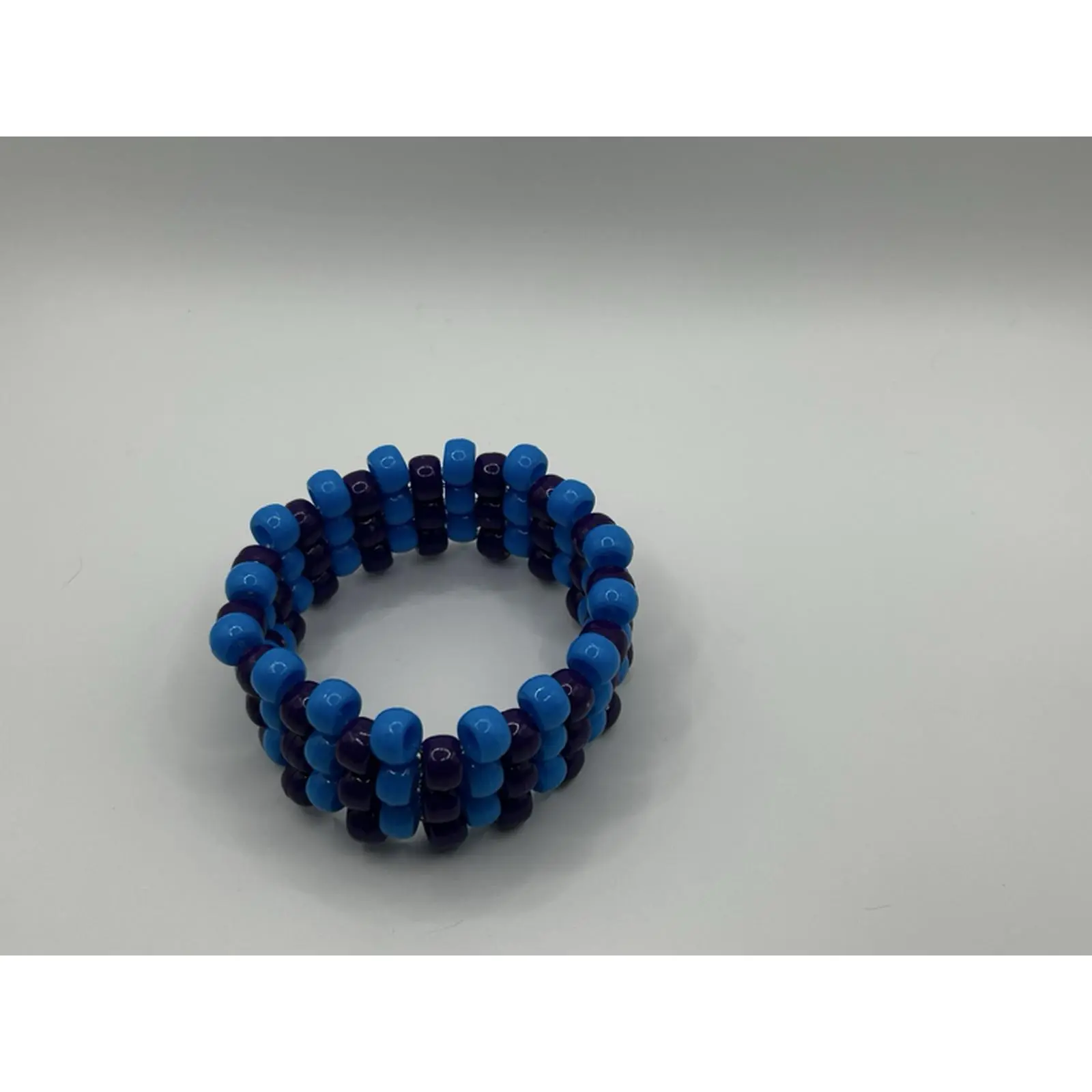Purple and Blue Kandi Cuff - Beaded Bracelet with Round Beads, Casual Style, Perfect for Everyday Wear