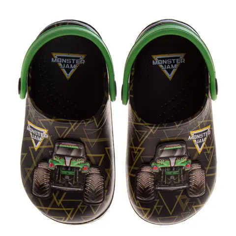 Monster Jam Boys' Grave Digger Backstrap Slip-On Sandals - Josmo Shoes, Synthetic PU Rubber Round Toe, No Heel Pull-On, Beach/Pool Footwear (3-4 Years Toddler, 5-12 Kids Sizes)