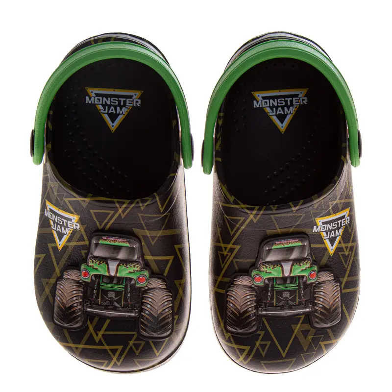 Monster Jam Boys' Grave Digger Backstrap Slip-On Sandals - Josmo Shoes, Synthetic PU Rubber Round Toe, No Heel Pull-On, Beach/Pool Footwear (3-4 Years Toddler, 5-12 Kids Sizes)