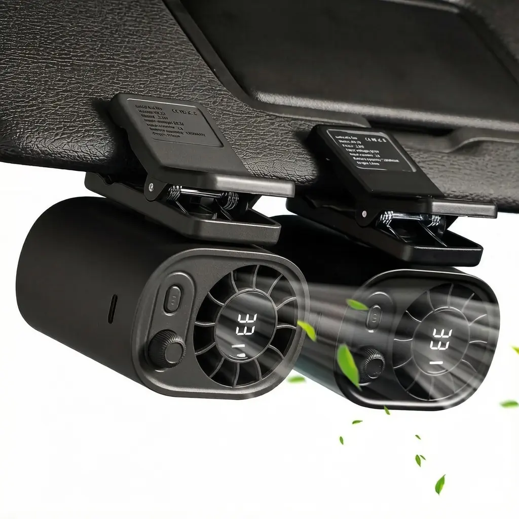 【Summer Survivals】JOYTUTUS 2026 Car Clip On Fan with LED Display, 360° Rotation, 100 Speeds Adjustable, USB Rechargeable Summer Personal Fan, 3Hr 1800mAh Battery, Wide Clamp for Car Back Seat/Sunvisor, Baby Stroller, Desktop & Multiple Scenes