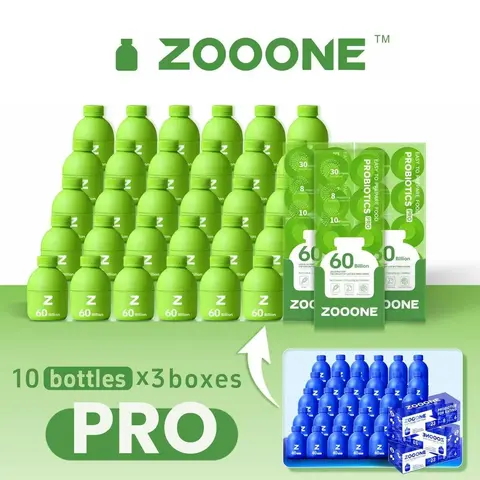 Zooone Advanced Probiotic Dietary Supplement Powder - 30 Bottles x 0.7oz, 60B CFU Gut Health Support, Daily Supplemental Nutrition Support