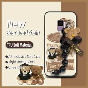 silicone Dirt-resistant Phone Case For Samsung Galaxy S9/SM-G9600 Anti-knock Back Cover Simplicity protective case Waterproof Bear bracelet soft case cute Cartoon