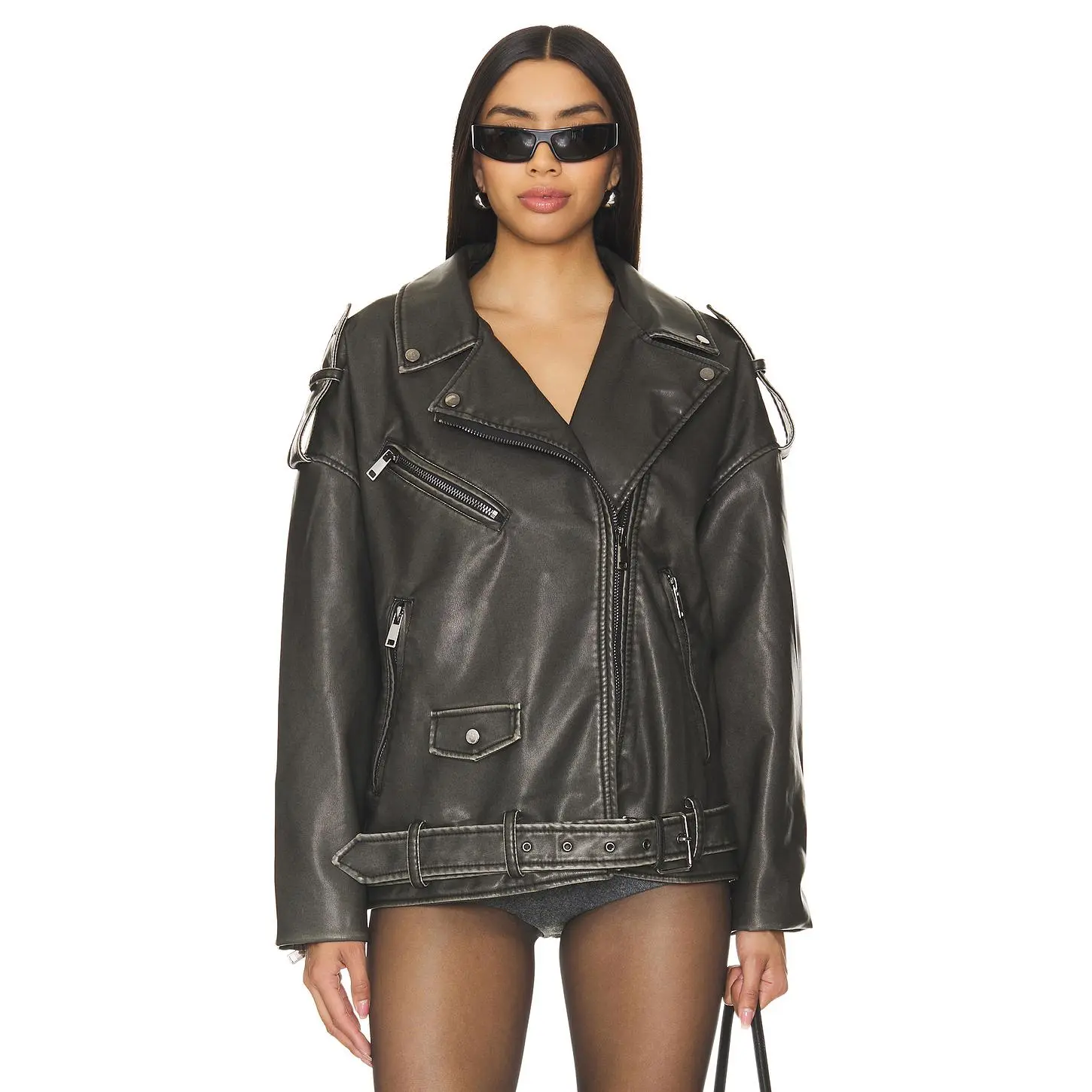 LIONESS Ace Biker Jacket in Charcoal - TikTok Shop