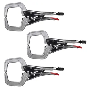 Locking C-Clamp Pliers Kit, 3-pc of PR115, Round Tip, 4" Capacity