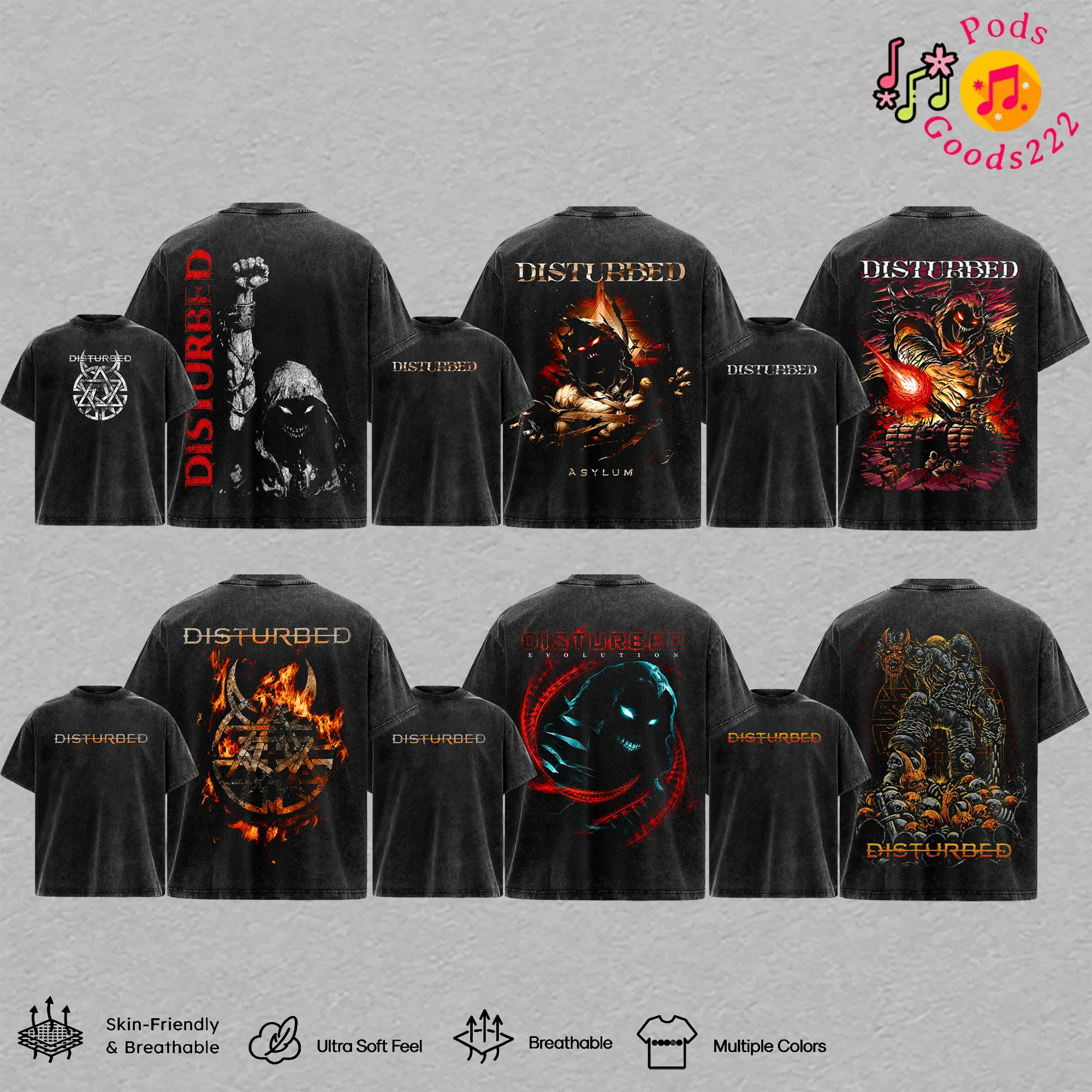 6 design Disturbed The Guy Vintage Washed Graphic T-Shirt, Hoodie, Sweatshirt – Evolution Album Mascot Heavy Cotton Rock Band Merch, Double Sided Gothic Metal Streetwear Gift for Fans